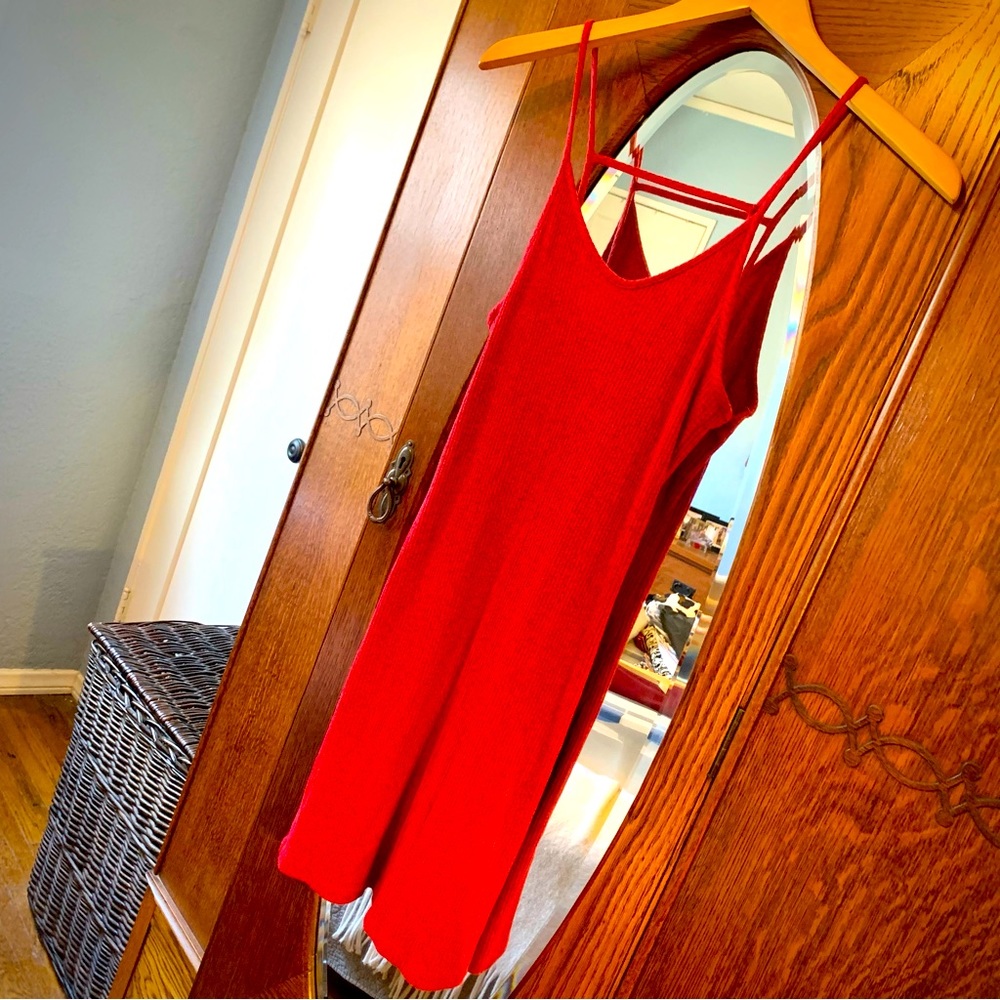 Top Shop Wine-colored Spaghetti-Strap Dress